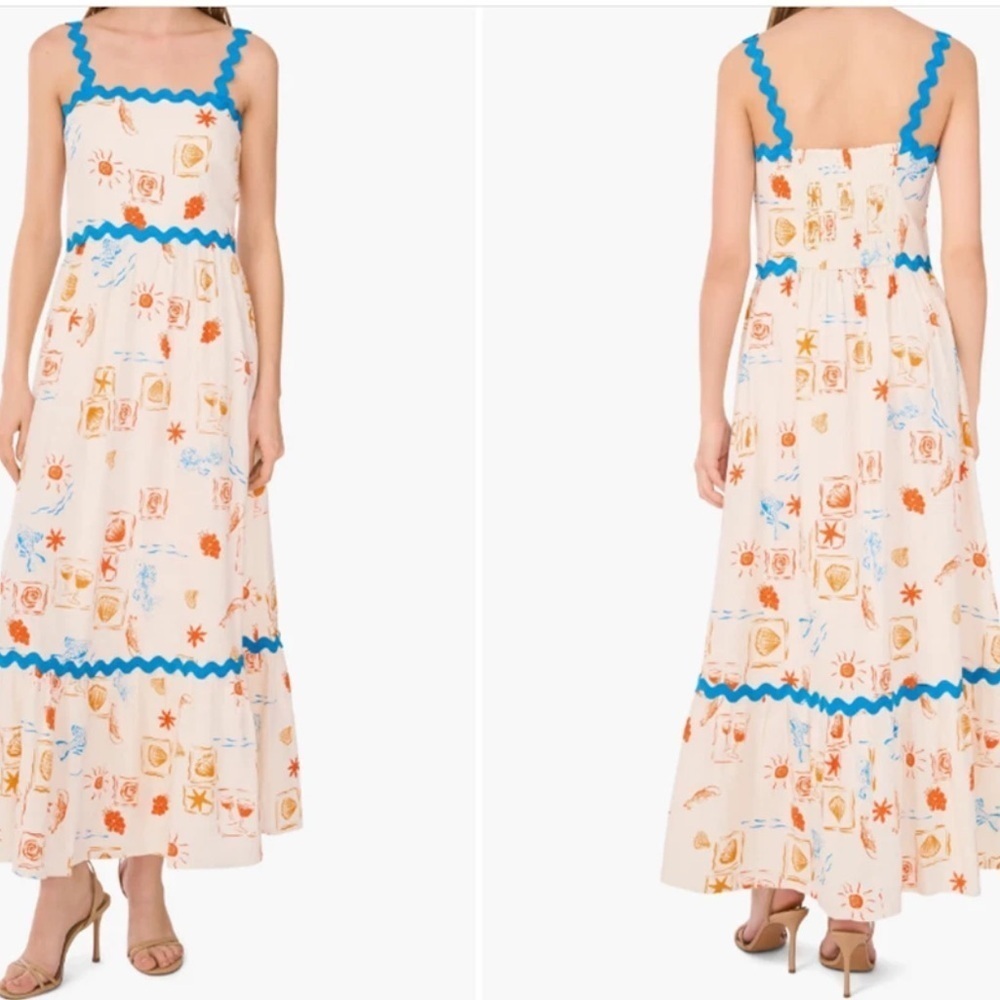 Cece Y2K beach novelty Sleeveless Linen Blend Tiered Slip On Retro Maxi Sundress